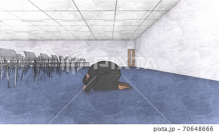 記者会見場 男性土下座 机無し イラスト7 記者会見場 男性土下座 机無し イラスト7 70648666