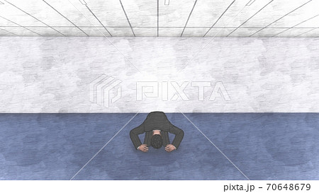 記者会見場　男性土下座　机無し　イラスト1 70648679