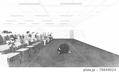 記者会見場 男性土下座 机無し 人あり イラスト8 記者会見場 男性土下座 机無し 人あり イラスト8 70649024