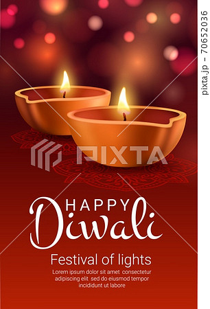 Diwali diya lamps of Indian light festival banner Diwali diya lamps of Indian light festival banner 70652036