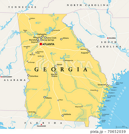 North Georgia Map With Cities Georgia Ga Political Map With Capital Stock Illustration 70652039 Pixta