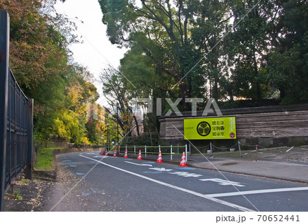 A road toward Zojoji famous Budhist temple in Tokyo in the morning. There is nobody in the photo. A road toward Zojoji famous Budhist temple in Tokyo in the morning. There is nobody in the photo. 70652441