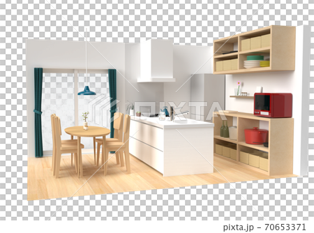 プレーンな感じのダイニングキッチン3DCG プレーンな感じのダイニングキッチン3DCG 70653371