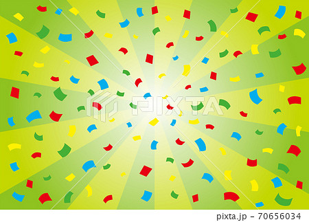 紙吹雪が舞う緑色の集中線背景素材のイラスト素材