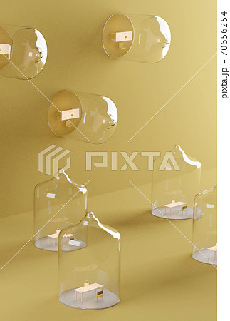 Home office under glass dome. Isolation during covid-19 pandemic quarantine. physical distancing Home office under glass dome. Isolation during covid-19 pandemic quarantine. physical distancing 70656254