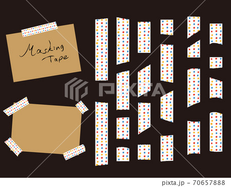 白地にドットのマスキングテープ風の素材のイラスト素材
