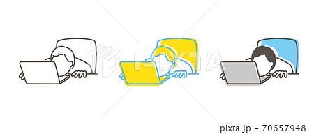 仕事で疲れた男性のイラストのイラスト素材