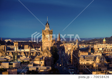 Edinburgh city skyline from Calton Hill., United Kingdom Edinburgh city skyline from Calton Hill., United Kingdom 70658426