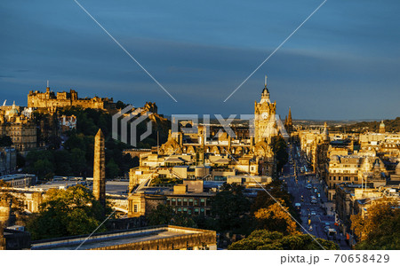 Edinburgh city skyline from Calton Hill., United Kingdom 70658429