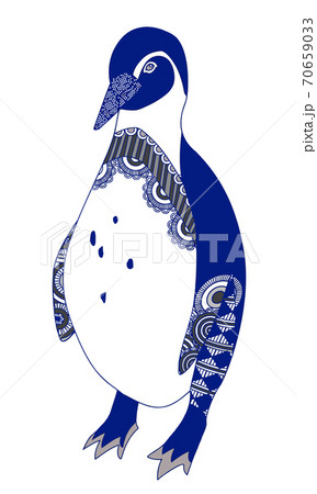 幾何学模様のペンギン01 紺色 のイラスト素材