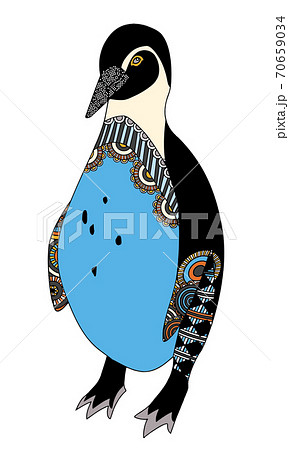 幾何学模様のペンギン02 カラー のイラスト素材