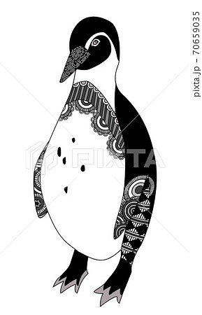 幾何学模様のペンギン03 白黒 のイラスト素材 70659035 Pixta