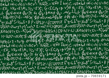 難解な数学の公式を書いた黒板の背景素材のイラスト素材