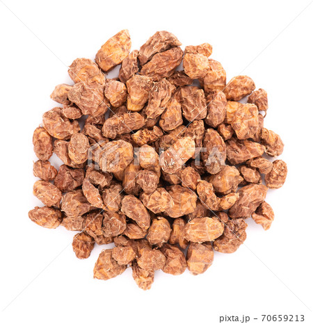 Tigernuts isolated on white background. Pile of chufa nuts or tiger nuts. Top view. 70659213