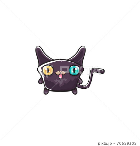 cute black halloween cat isolated on white background. Cartoon happy black witch kitten with big eyes 70659305