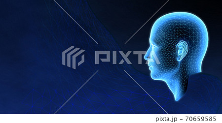 3D man head side view isolated on dark blank space  BG 70659585