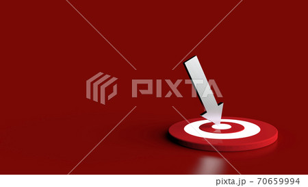 Silver arrow hit in the target in dark background. Business concept. 3D Illustration. 70659994