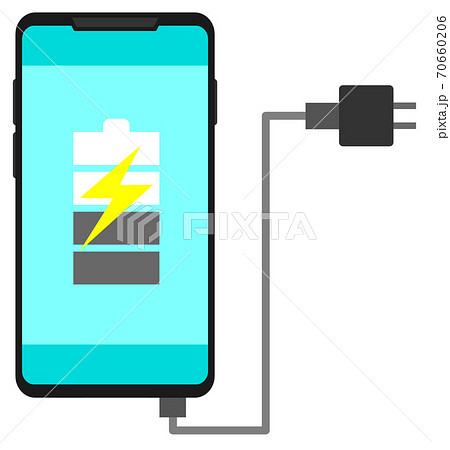 スマホを充電するイラストのイラスト素材