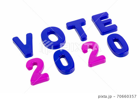 Text VOTE 2020 on a white background. Text VOTE 2020 on a white background. 70660357