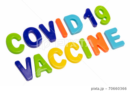 Text COVID-19 VACCINE on a white background. 70660366