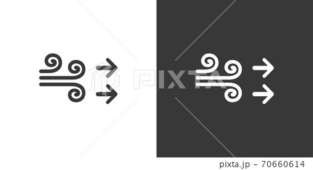Wind with two arrows. Isolated icon on black and white background. Weather vector illustration 70660614