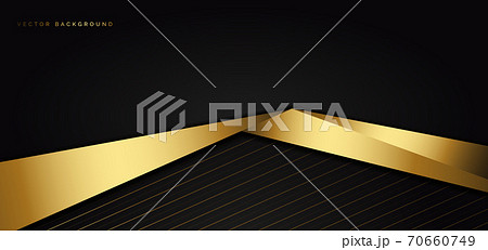 Abstract template black triangle background with striped lines golden with copy space for text. Luxury style. 70660749