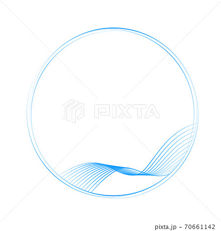 流線型の繊細なブルーのラインの丸フレーム_水_風_換気 流線型の繊細なブルーのラインの丸フレーム_水_風_換気 70661142