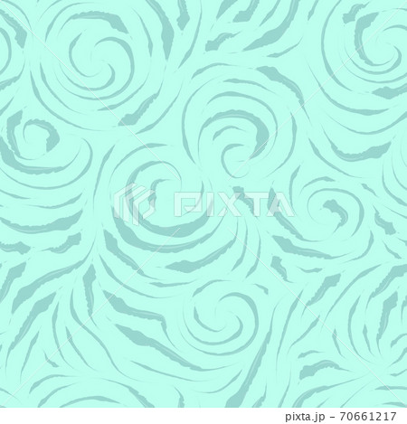 Seamless pattern of brush strokes of blue color. Watercolor blots in the form of curls of spirals and circles on a turquoise background. Smooth pattern for clothes and packaging in pastel colors. Seamless pattern of brush strokes of blue color. Watercolor blots in the form of curls of spirals and circles on a turquoise background. Smooth pattern for clothes and packaging in pastel colors. 70661217
