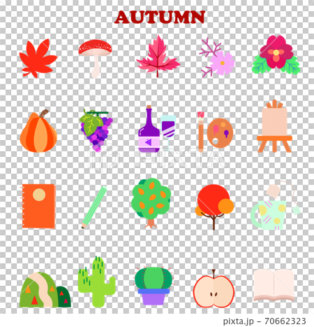 Autumn icon illustration material set Autumn icon illustration material set 70662323