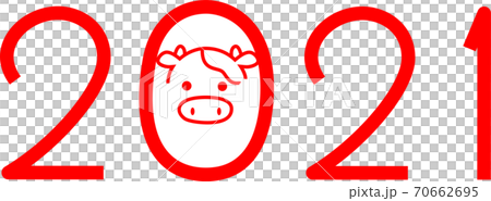 2021年 数字 年号 牛 丑年 可愛い文字 赤 2021年 数字 年号 牛 丑年 可愛い文字 赤 70662695