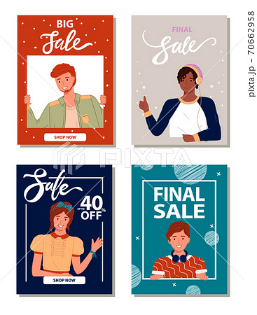 Sale posters or banners for promotional actions, shops, stores, big, final, up to 40 percent off 70662958