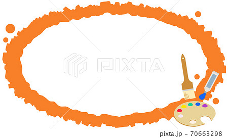 絵の具とパレットの飾りフレームのイラスト素材