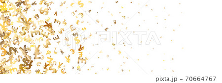 Currency symbols money exchange seamless pattern. Seamless pattern euro, dollar, pound, yen gold symbols flying currency. Trendy investment pattern.  Vector illustration 70664767