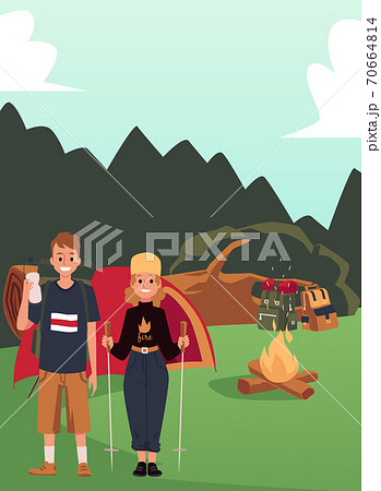 Family with children concept flat icons set of house, traveling, spending time together, watching tv 70664814