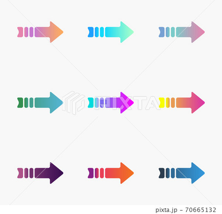 Set of bright gradient vector arrows with tail in sweet colors 70665132