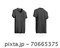 Blank black polo shirt mockup isolated, front back side view Blank black polo shirt mockup isolated, front back side view 70665375