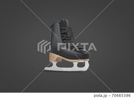 Blank black ice skates with blade mock up, dark background 70665396