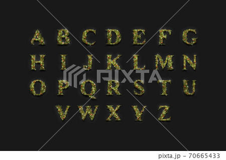 Decorative capital aphabet, christmas font mockup set in darkness 70665433