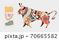 Set of Bull with simple shapes in abstract  70665582