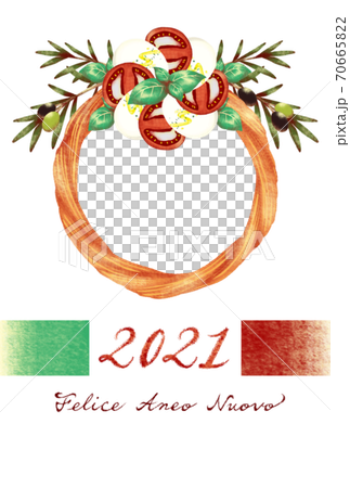 イタリアン風年賀状21年フォトフレーム イタリア語 のイラスト素材