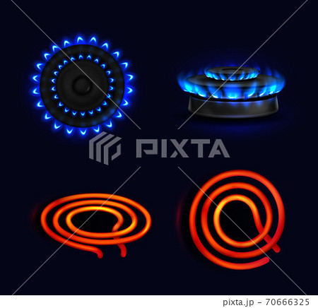 Hotplates, burning gas stove and electric coil 70666325