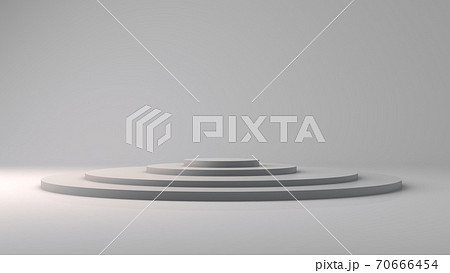 3D Rendering, Abstract of white room and stage curved shape, interior and architecture modern design with blank empty space, production display concept. 70666454