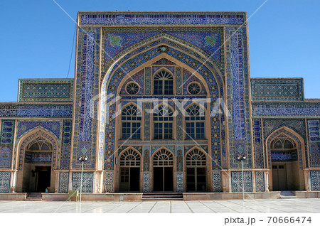 Herat in western Afghanistan. The Great Mosque of Herat (Friday Mosque or Jama Masjid). A building in the courtyard decorated with mosaics and Quranic calligraphy. Friday Mosque in Herat, Afghanistan. Herat in western Afghanistan. The Great Mosque of Herat (Friday Mosque or Jama Masjid). A building in the courtyard decorated with mosaics and Quranic calligraphy. Friday Mosque in Herat, Afghanistan. 70666474