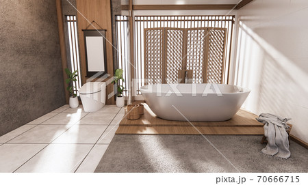 The Tropical bathroom japanese style .3D rendering 70666715