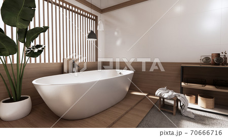 The Tropical bathroom japanese style .3D rendering 70666716