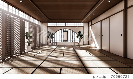 The room is spacious design of the Japanese style  And light in natural tones. 3D rendering 70666725