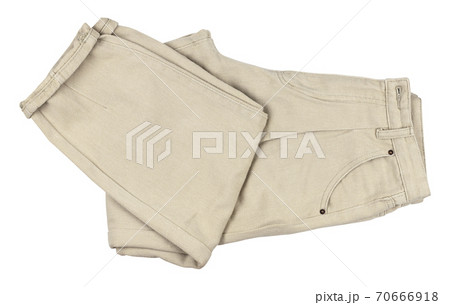 Beige slouchy geans isolated on white 70666918