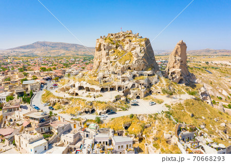 Uchisar castle in rock formation. Cappadocia. Nevsehir Province. Turkey Uchisar castle in rock formation. Cappadocia. Nevsehir Province. Turkey 70668293