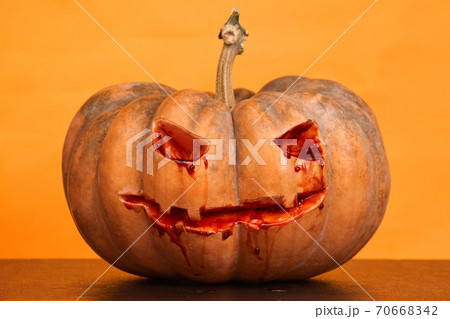 halloween pumpkins on orange background copy space halloween pumpkins on orange background copy space 70668342