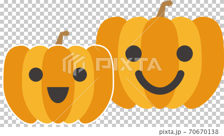 ハロウィンの笑顔のかぼちゃのキャラクターたちのイラスト素材